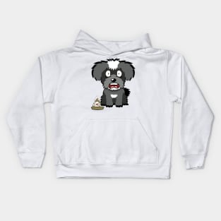 Funny schnauzer steps on a dirty diaper Kids Hoodie